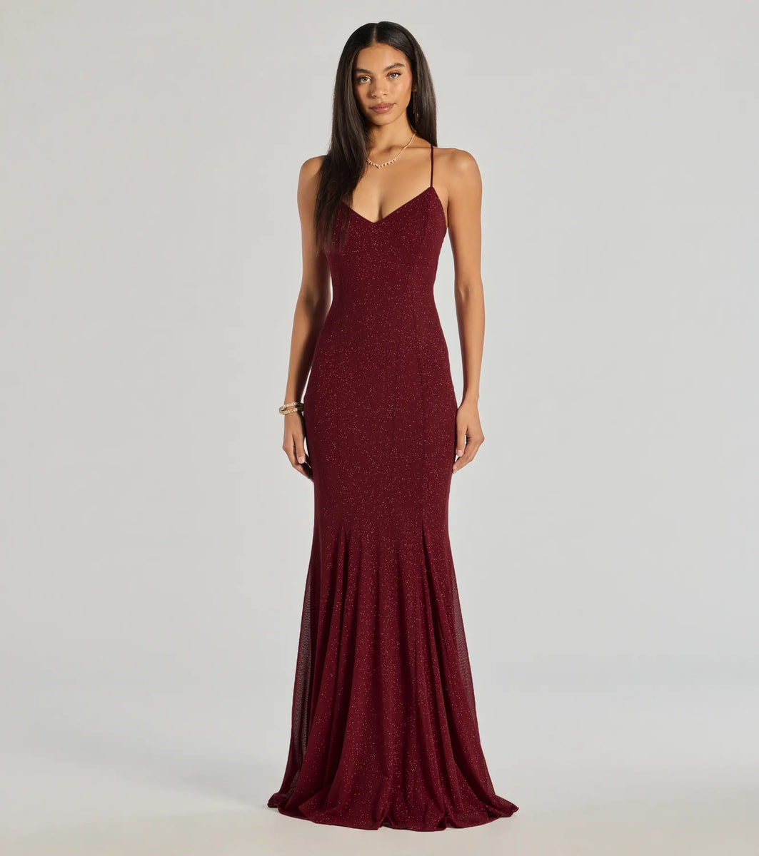 Sam Strappy Open Back Glitter Mermaid Dress & Windsor