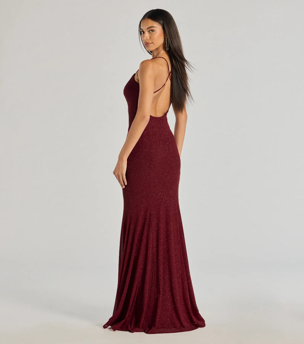 Sam Strappy Open Back Glitter Mermaid Dress & Windsor