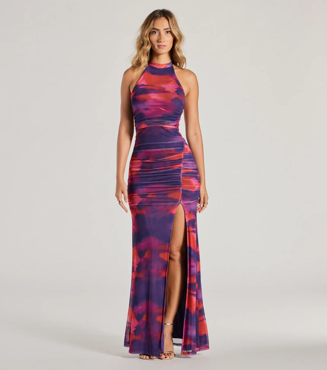 Jenny Halter Mermaid Tie-Dye Mesh Formal Dress