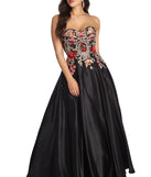 Joanne Floral Satin Ball Gown