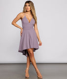 Alluring In Crepe High-Low Skater Dress