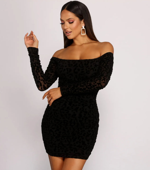 Burnout Mesh Leopard Print Mini Dress Windsor