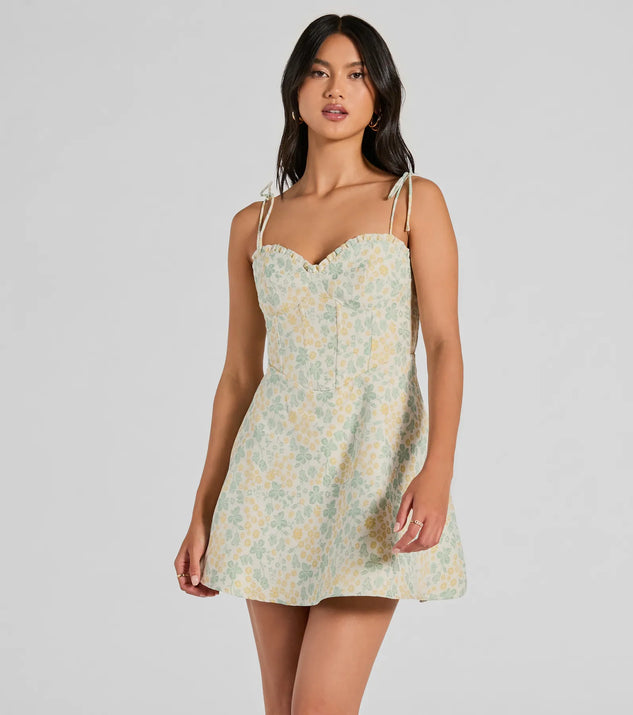 Essential for vacations or summer days, the Adorable Confidence Floral Jacquard Skater Dress is a sundress or milkmaid dress with sleek and flirty details.