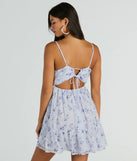 Essential for vacations or summer days, the Sunny Posture Tie Back Floral Chiffon Skater Dress is a sundress or milkmaid dress with sleek and flirty details.