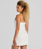 Blissfully Cute Strapless Slit Eyelet Mini Dress