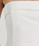 Blissfully Cute Strapless Slit Eyelet Mini Dress