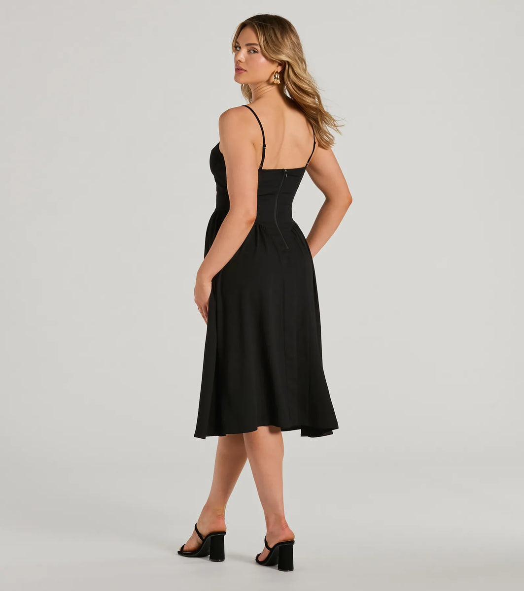 Blissful Afternoons Corset A-Line Midi Dress