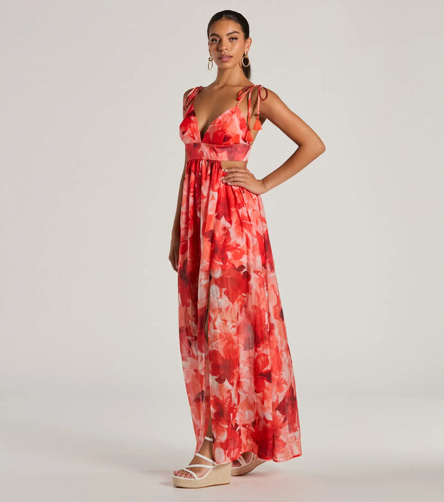 Vacay Attitude V-Neck Floral Tropical Maxi Dress | Windsor