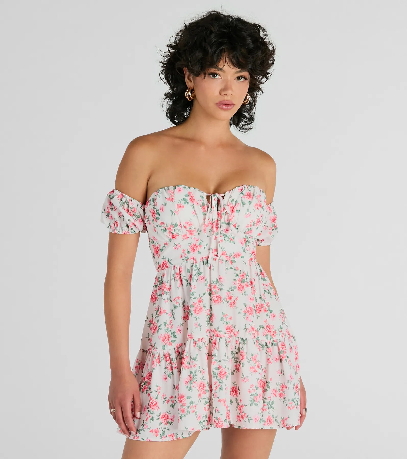 Profound Bloom Off-The-Shoulder Floral Skater Dress | Windsor