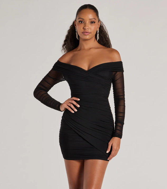 Sultry Looks Mesh Off The Shoulder Bodycon Mini Dress