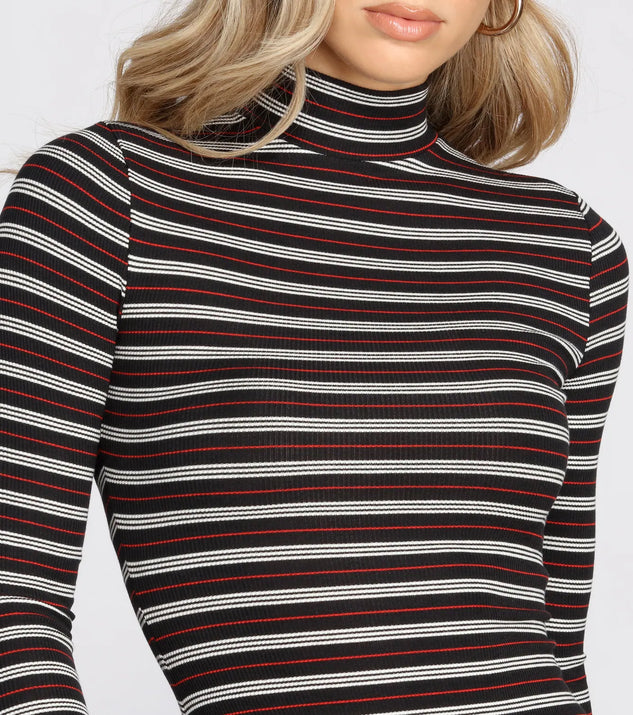 Windsor Stripe Mock Neck factory Sweater