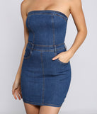 Chic Cutie Denim Tube Dress is a trendy pick to create 2023 concert outfits, festival dresses, outfits for raves, or to complete your best party outfits or clubwear!