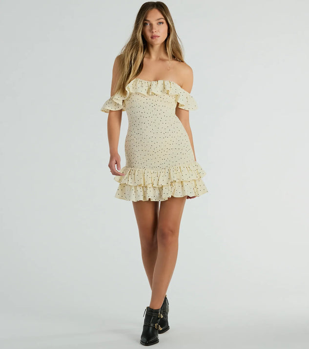 Best Spot To Be Off-The-Shoulder Polka Dot Mini Dress | Windsor