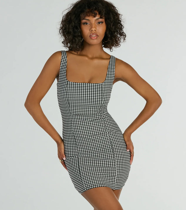 Sweeter Than Pie Scoop Neck Gingham Mini Dress Windsor