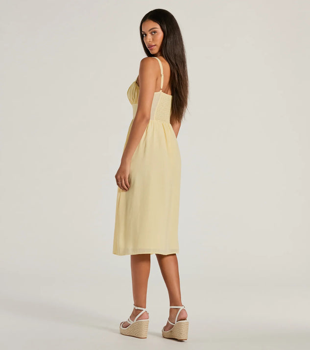 Modern Romance Sleeveless Lace-Up A-Line Midi Dress | Windsor