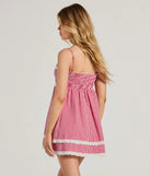 The Life's A Picnic Sweetheart Lace Gingham Mini Dress is a casual dress for more than special occasions with a fitted or flowy silhouette and accents in the most recent trends!