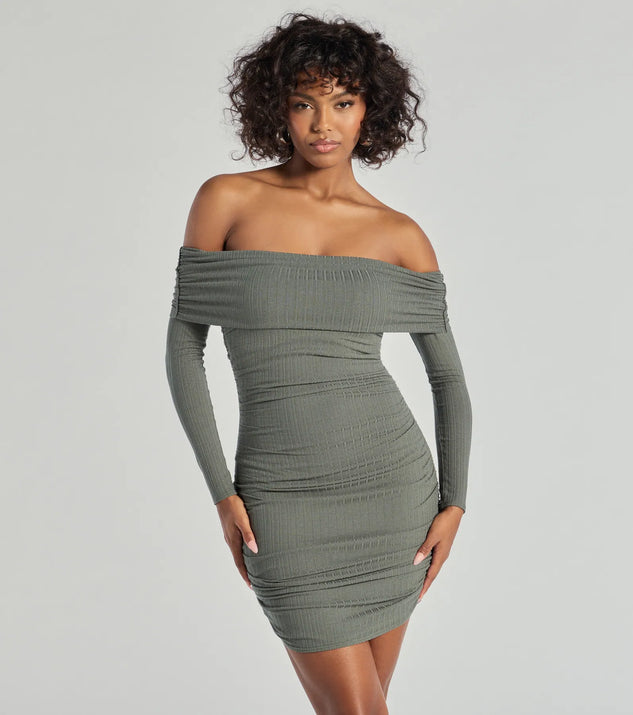 Long sleeve olive dress best sale