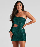 Sparkle Party Sequin One-Shoulder Mini Dress