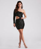 Sparkle Party Sequin One-Shoulder Mini Dress