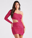 Sparkle Party Sequin One-Shoulder Mini Dress