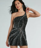 Undeniable Glow One-Shoulder Faux Pearl Mini Dress