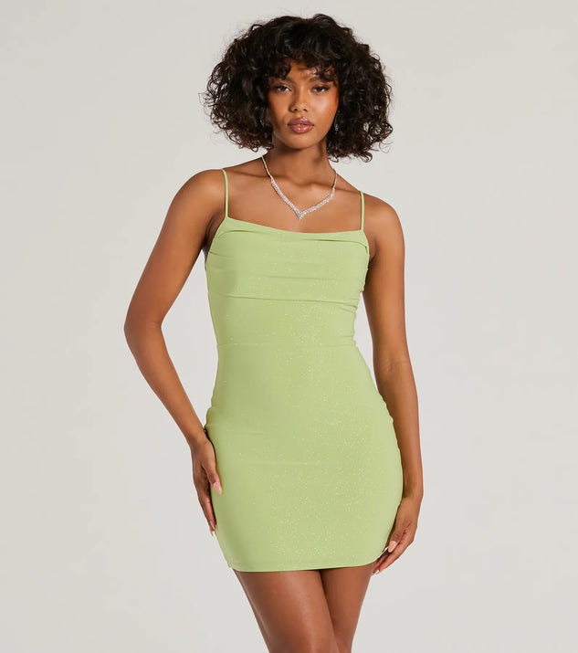 Green glitter bodycon dress best sale