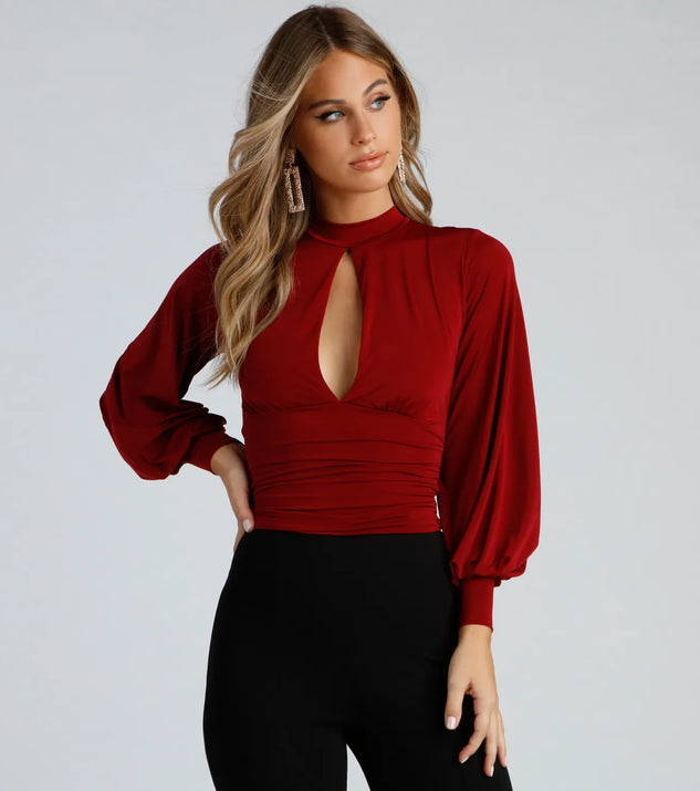 Mock neck keyhole top online