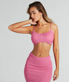 Glittery Vibes Ruched Spaghetti Strap Crop Top