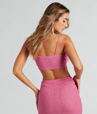 Glittery Vibes Ruched Spaghetti Strap Crop Top