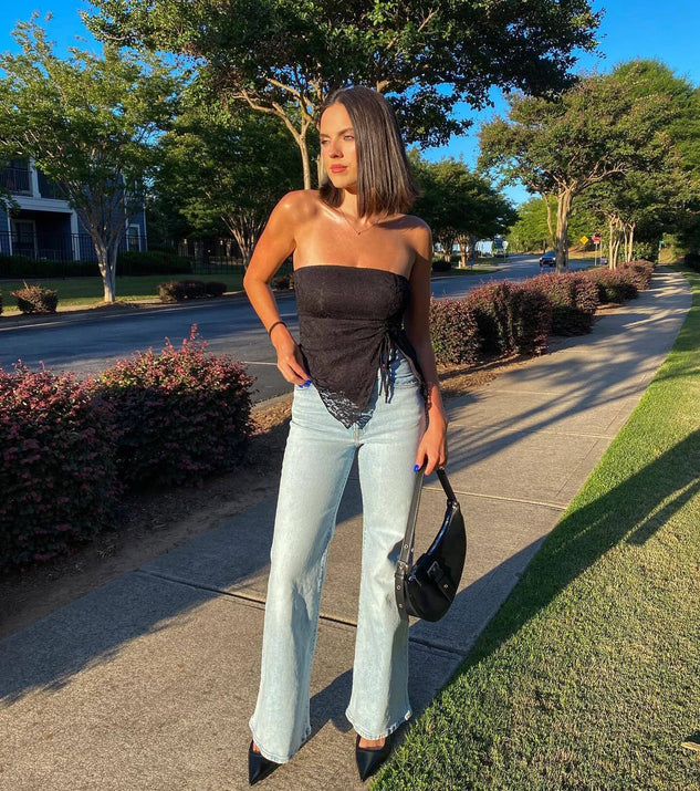 Sheer Charm Strapless Lace Crop Top Windsor