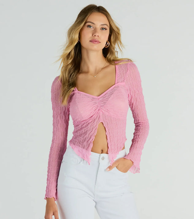 May Pink Golden crop top long sleeve store M