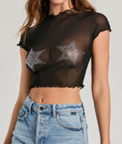 Essential for your seasonal closet, the Born Star Rhinestone Sheer Mesh Crop Top offers a trendy twist on everyday tops so you can elevate your style effortlessly.