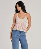 Flirty Ruffled Floral Mesh Lace Trim Top