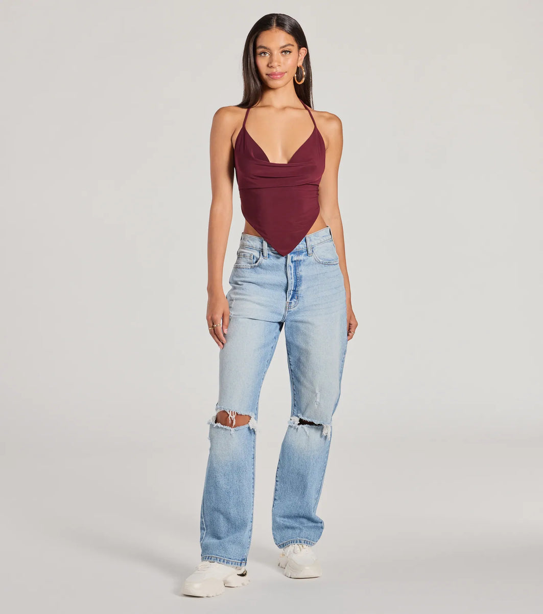 Sunny Day Cute Halter Open Back Crop Top