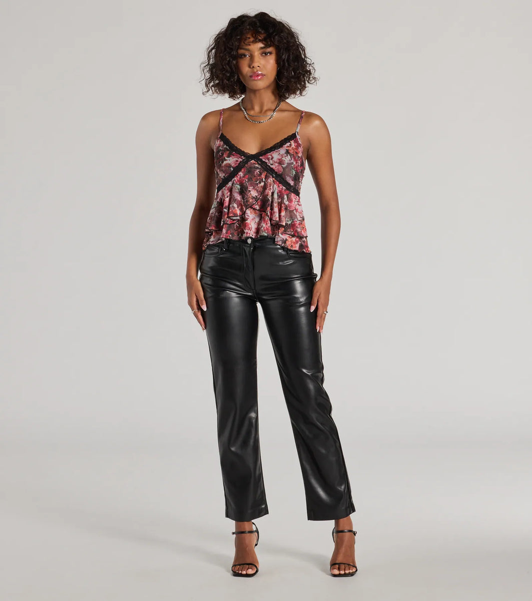 So Sweet Abstract Floral Sleeveless Mesh Top