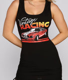 Vintage Racing Sleeveless Mini Dress