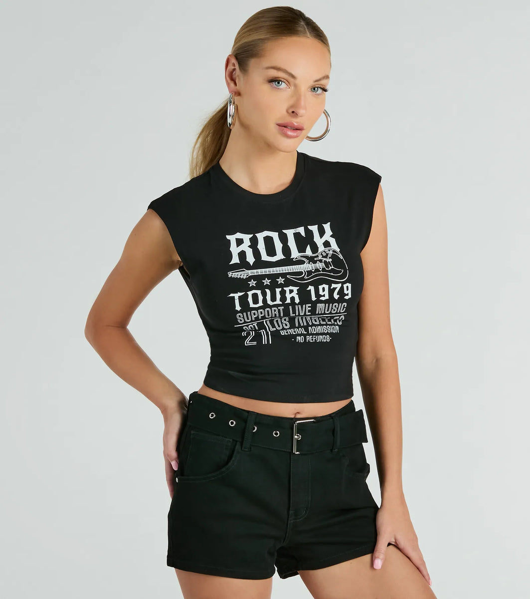 Rock Tour 1979 Muscle Open Back Graphic Tee