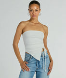 With fun and flirty details, the Easy Attention Strapless Slit Crop Top shows off your unique style for a trendy outfit for summer!