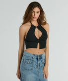 With fun and flirty details, the Trendy With A Twist Halter Keyhole Crop Top shows off your unique style for a trendy outfit for summer!