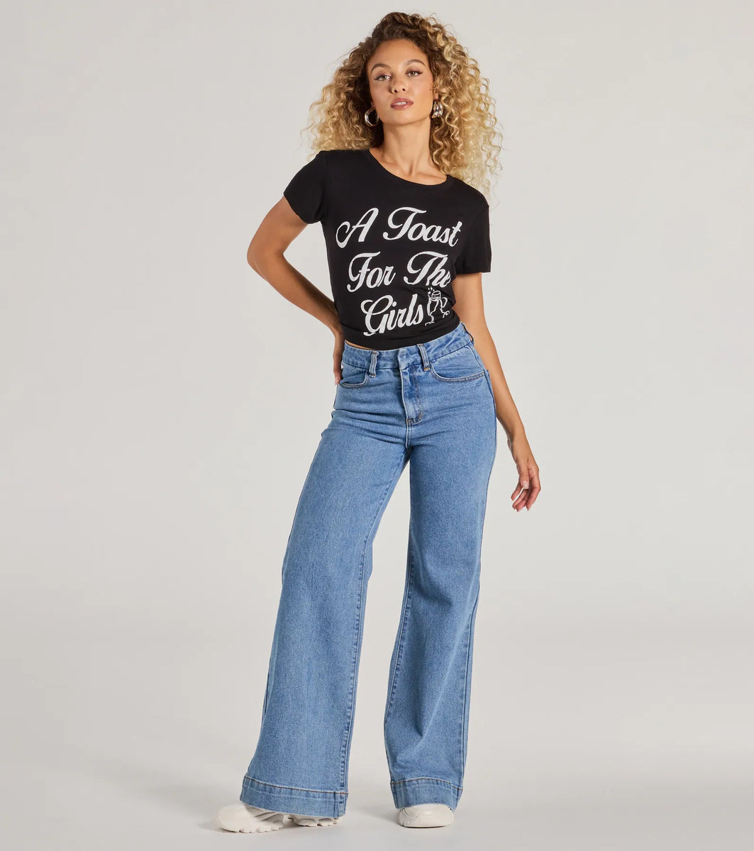 A Toast For The Girls Crop Graphic Tee