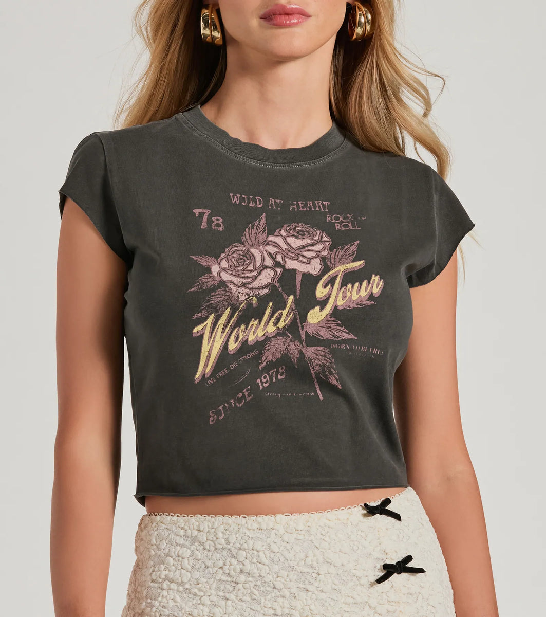 Wild At Heart Rose Crop Graphic Tee