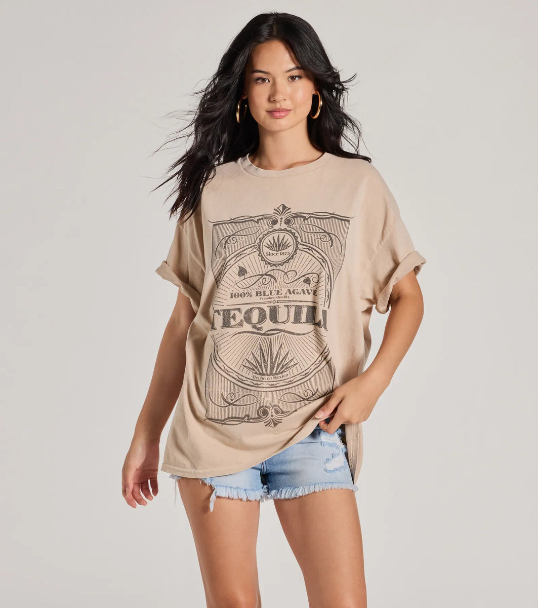 Tequila Time Oversized Graphic Tee