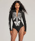 Glam Ghoul Skeleton Print Bodysuit