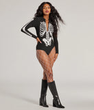 Glam Ghoul Skeleton Print Bodysuit