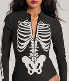 Glam Ghoul Skeleton Print Bodysuit