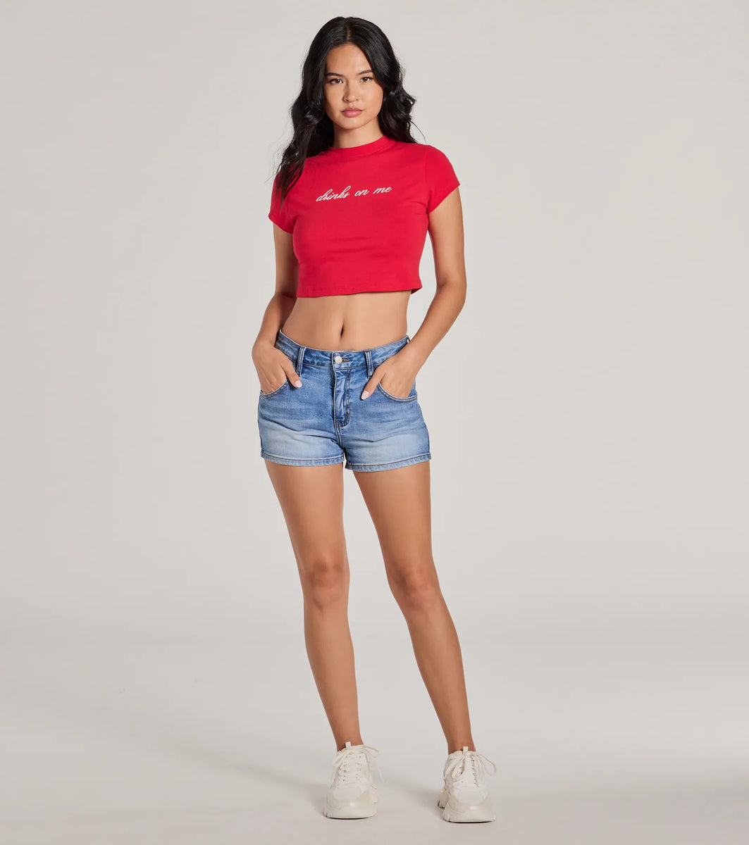 Drinks On Me Cropped Graphic Tee