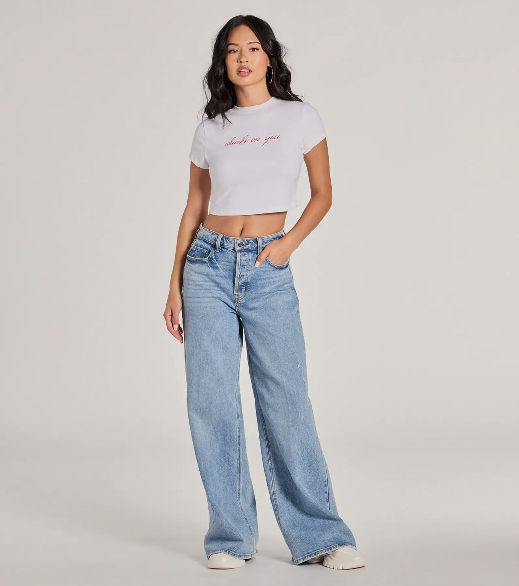 Drinks On You Cropped Graphic Tee