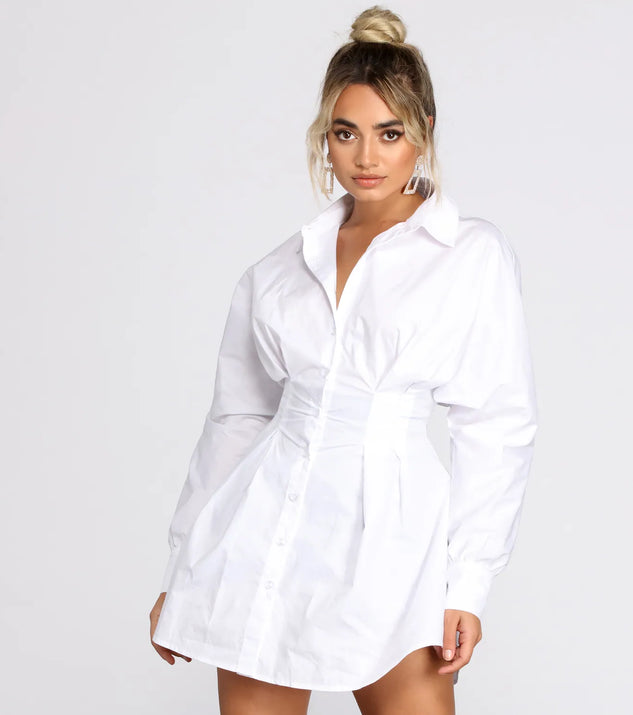 Collared Button Down Shirt Dress Windsor