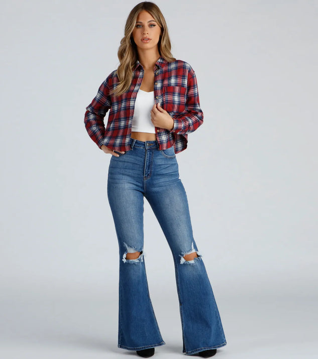 Windsor outlet Fray Plaid Top