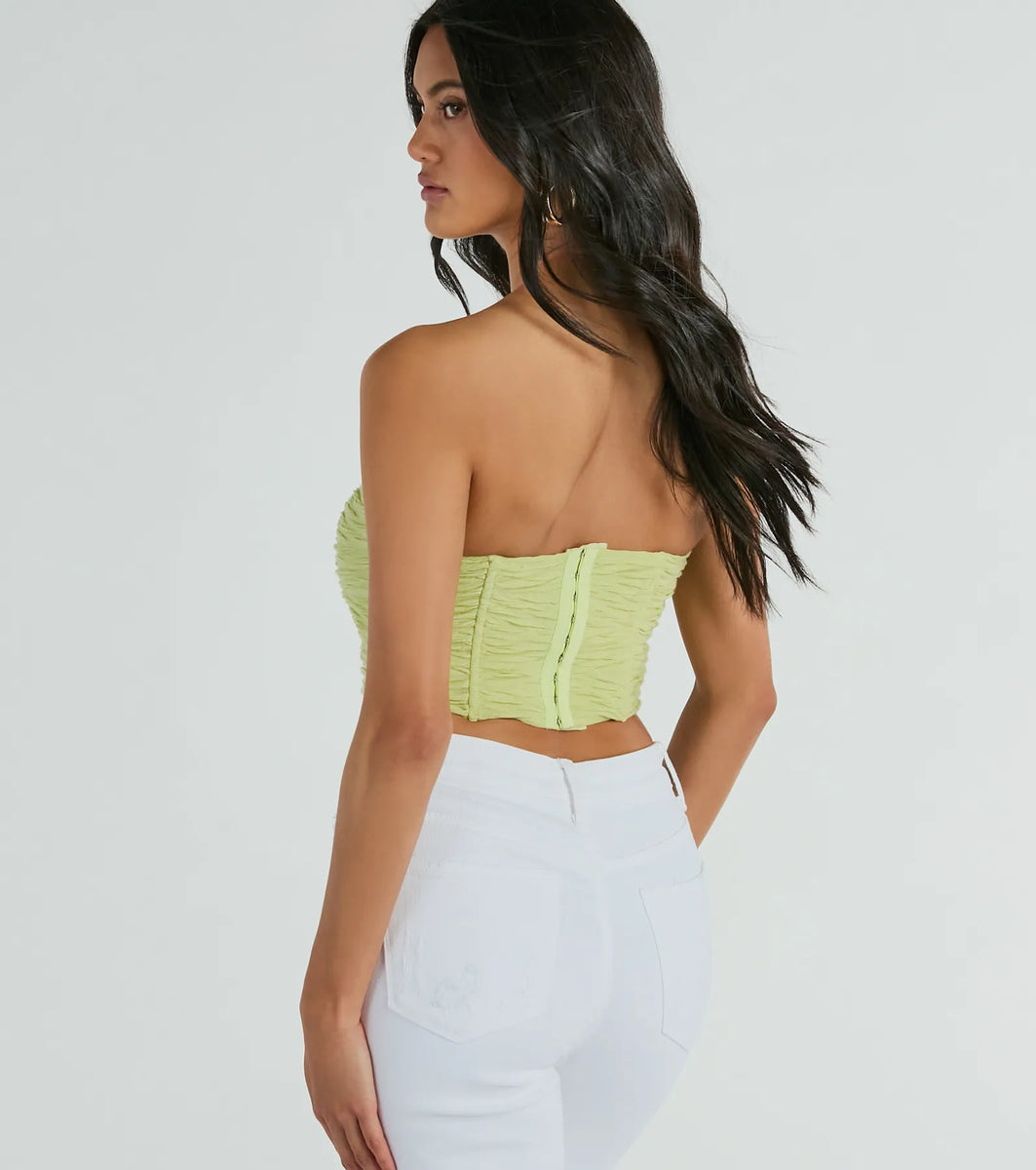 The Spotlight Strapless Ruched Corset Top